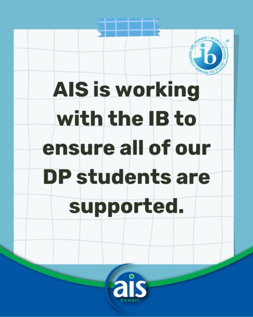 Dear IB DP students,
Please know that we are closely monitoring the situation and taking care of everything on our end. 
Your safety and wellbeing are our priority. Take this time to relax, stay calm, and take care of yourselves. We will keep you updated with any important information.

#aisq8 #ibdp