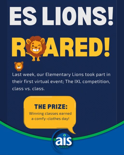 Last week, our ES students took part in their very first virtual IXL competition, and wow did they show up.

Five days of class vs. class head-to-head math practice, and our Grade 1 to 4 students brought their whole hearts to it. They cheered each other on, kept each other going, and turned IXL into something they genuinely looked forward to, all from home.

Some classes were so fired up they even organized their own “IXL play dates” together. That’s what Lion pride looks like. 💛

🏆 **Congratulations to our winning classes:**
- Grade 1, Ambitious Tarantulas (Ms. Lorain)
- Grade 2, Fearless Iguanas (Ms. Reem)
- Grade 3, Sweet Coyotes (Ms. Kellie)
- Grade 4, Witty Beetles (Ms. Isabelle)

Each winning class earned a well deserved comfy-clothes day as their prize. 🎉

#aisq8 #ixlcompetition #aisq8es #learningisfun #aisq8inspires