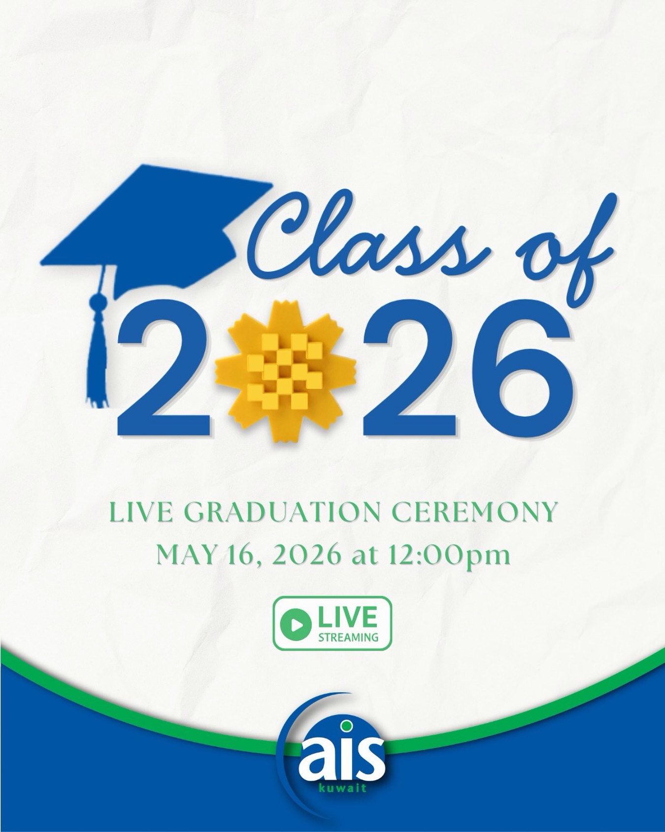 🎓 We’re going LIVE for our 2026 Graduation Ceremony!
Join us as we celebrate this special milestone together ✨
🔗 The live stream link will be available in our bio.

#aisq8 #graduation2026